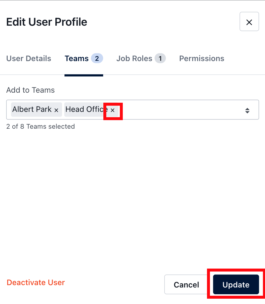 Remove users from teams